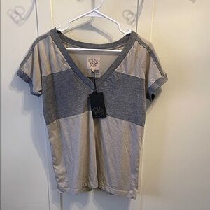 Chaser Gray and tan NWT V-Neck T-Shirt